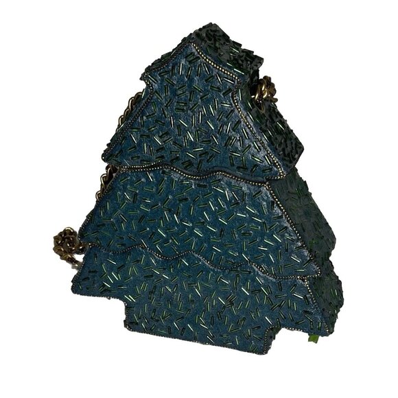 RARE Mary Frances 90's Christmas Tree Hard Shell Purse Handmade Bag Retired wTag - Picture 2 of 14